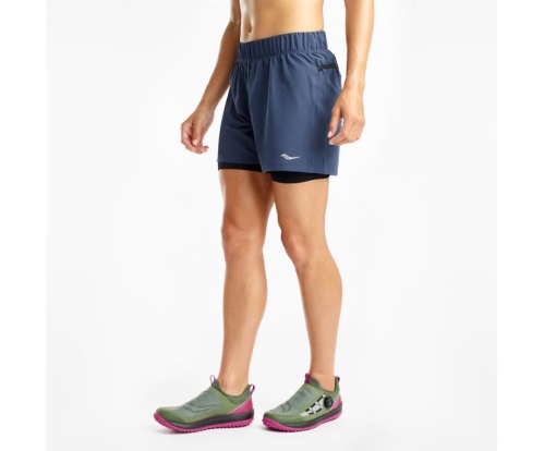 Tenis Saucony Dustcloud 2-1 Short Mujer Pantalones cortos Ropa Mood Indigo / Negras México MX-029-OX